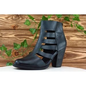 Shoe Mint Boot Sz 39 M Short Boots Almond Toe Black Leather‎ Women